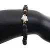 Bratara Roca vulcanica sfere 6mm, Larvikit 8mm si steluta din Sidef 10mm cu bumbi aurii, imagine 3