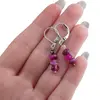 Cercei cu agatatoare din Agat roz discuri fatetate 6mm si o sfera fatetata 4mm, imagine 3