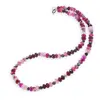 Colier Agat roz discuri fatetate 6mm si sfere fatetate 4mm