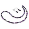 Set Cercei cu agatatoare si Colier din Agat mov discuri fatetate 6mm si sfere fatetate 4mm