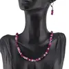 Set Cercei cu agatatoare si Colier din Agat roz discuri fatetate 6mm si sfere fatetate 4mm, imagine 2