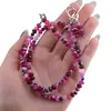 Set Cercei cu agatatoare si Colier din Agat roz discuri fatetate 6mm si sfere fatetate 4mm, imagine 3