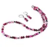 Set Cercei cu agatatoare si Colier din Agat roz discuri fatetate 6mm si sfere fatetate 4mm