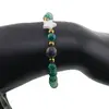 Bratara Agat verde sfere 6mm, Larvikit 8mm si steluta din Sidef 10mm cu bumbi aurii, imagine 3