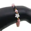 Bratara Coral roz sfere 6mm, Larvikit 8mm si steluta din Sidef 10mm cu bumbi aurii, imagine 3