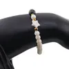 Bratara Coral sfere 6mm, Larvikit 8mm si steluta din Sidef 10mm cu bumbi aurii, imagine 3