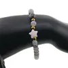 Bratara Cuart gri sfere 6mm, Larvikit 8mm si steluta din Sidef 10mm cu bumbi aurii, imagine 3