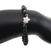 Bratara Goldstone albastru sfere 6mm, Larvikit 8mm si steluta din Sidef 10mm cu bumbi aurii, imagine 3