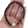 Bratara Goldstone albastru sfere 6mm, Larvikit 8mm si steluta din Sidef 10mm cu bumbi aurii, imagine 4