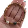 Bratara Jasp peisaj sfere 6mm, Larvikit 8mm si steluta din Sidef 10mm cu bumbi aurii, imagine 4