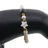 Bratara Magnezit sfere 6mm, Larvikit 8mm si steluta din Sidef 10mm cu bumbi aurii, imagine 3