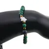 Bratara Malachit sfere 6mm, Larvikit 8mm si steluta din Sidef 10mm cu bumbi aurii, imagine 3