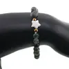 Bratara Mossagat sfere 6mm, Larvikit 8mm si steluta din Sidef 10mm cu bumbi aurii, imagine 3