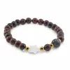 Bratara Obsidian mahon sfere 6mm, Larvikit 8mm si steluta din Sidef 10mm cu bumbi aurii, imagine 2
