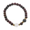 Bratara Obsidian mahon sfere 6mm, Larvikit 8mm si steluta din Sidef 10mm cu bumbi aurii