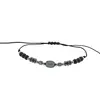 Bratara reglabila pe snur cu Onix negru mat sfere si Hematit smiley face si discuri, imagine 2