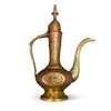 Carafa orientala vintage din alama gravata – model arabesc, 19cm, imagine 2
