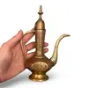 Carafa orientala vintage din alama gravata – model arabesc, 19cm, imagine 3