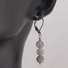 Cercei cu agatatoare Cuart gri sfere, 6mm, imagine 2