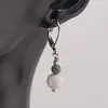 Cercei cu agatatoare Howlit sfere 8mm si Obsidian fulg de nea sfere 4mm, imagine 2