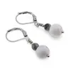 Cercei cu agatatoare Howlit sfere 8mm si Obsidian fulg de nea sfere 4mm