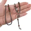 Colier din Hematit si Ochi de tigru, cu simbol Hamsa, imagine 3