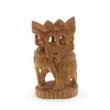 Figurina elefant vintage din lemn sculptat manual, cu turn decorativ, 8cm