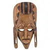 Masca africana vintage din lemn sculptat manual, decorata cu motive tribale, 24cm