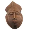 Masca africana vintage din lemn sculptat manual, model frunza si fata stilizata, 18,5cm
