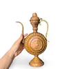 Cafetiera orientala vintage din alama, model rotund cu maner decorativ, 33cm, imagine 3