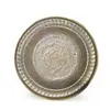 Farfurie rotunda vintage din alama, model gravat cu margine ornamentala, 29cm, imagine 2
