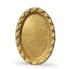 Platou oval vintage din alama ciocanit manual, model margine reliefata, 36cm