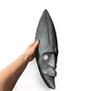 Masca africana vintage din lemn sculptat manual, model alungit cu finisaj patinat, 49cm, imagine 3