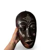 Masca africana vintage din lemn, decorata cu sidef si simboluri tribale, 34,5cm, imagine 3
