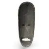 Masca africana vintage din lemn inchis, model razboinic cu colti sculptati, 48,5cm, imagine 2