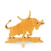 Decoratiune vintage din lemn, Taur cu semiluna, 31cm