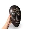 Masca africana vintage din lemn, decorata cu sidef si motive florale tribale, 32,5cm, imagine 3
