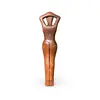 Statueta africana vintage din lemn, femeie stilizata cu bratele ridicate, 32,5cm, imagine 2
