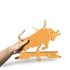Decoratiune vintage din lemn, Taur cu semiluna, 31cm, imagine 3