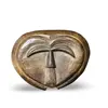 Masca africana vintage din lemn sculptat manual, model rotund stilizat, 24,5cm