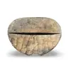 Masca africana vintage din lemn sculptat manual, model rotund stilizat, 24,5cm, imagine 2