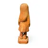 Statueta vintage din lemn sculptat manual, fetita cu par lung si floare, 28cm, imagine 2