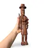 Statueta vintage din lemn sculptat, soldat cu palarie traditionala, 33,5cm, imagine 3