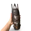 Masca africana vintage din lemn inchis, model regal cu coroana inalta, 32,5cm, imagine 3