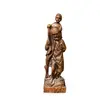 Statueta religioasa vintage din lemn sculptat manual, Calugar cu Prunc, 43cm