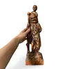 Statueta religioasa vintage din lemn sculptat manual, Calugar cu Prunc, 43cm, imagine 3
