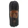 Decoratiune africana vintage din lemn sculptat manual, model barbat cu barba si par crestat, 28cm