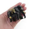 Figurina elefant vintage, model negru cu decor auriu pictat manual, 6cm, imagine 3
