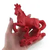 Statueta feng shui Cal rosu pe suport cu picioarele ridicate, 9cm, imagine 3