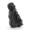 Statueta Buddha vintage neagra din rasina, gestul "nu auzi raul”, 10cm, imagine 2